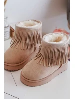 Zateplené dětské sněhule s ozdobnými třásněmi Béžová Nimia