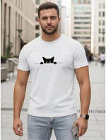 Pánské bavlněné tričko s motivem kočky bílé FashionStreet NX5102R