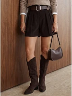 Dámské volné kordurové šortky v čokoládové barvě FashionStreet SY0589