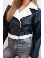 Dámská pilotka z ekokůže s podšívkou a páskem modrá