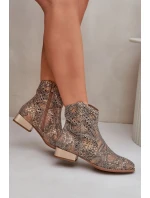Dámské kotníkové boty Neliawen se zlatým zvířecím vzorem – zlaté