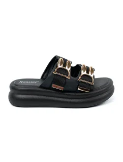 Pěkné nazouváky dámské černé platforma