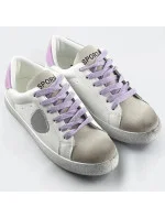 Bílo-fialové dámské tenisky trampky z různých spojených materiálů (1088) Bílo-fialové dámské tenisky trampky z různých spojených materiálů (1088)