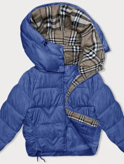 Dámská bunda v chrpové barvě pro přechodné období s károvanou podšívkou (842)