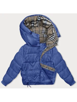 Dámská bunda v chrpové barvě pro přechodné období s károvanou podšívkou (842) Dámská bunda v chrpové barvě pro přechodné období s károvanou podšívkou (842)