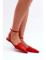 Šněrovací baletky z ekokoženky se špičatou špičkou červené Ellesara