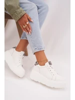 Kožené dámské tenisky na platformě Panterka Vinceza 89144 Bílé