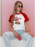 Dámské tričko s 3D efektem CEKINKA červená FashionStreet RY2866