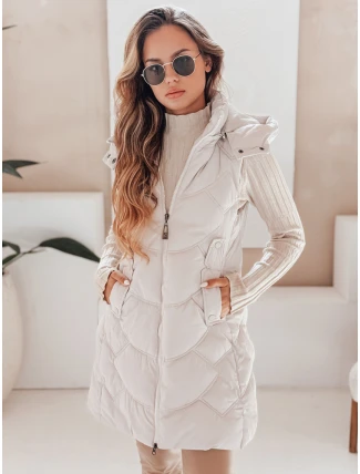 Dámská zateplená prošívaná vesta světle šedá FashionStreet TY5102