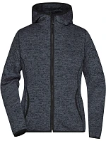 Daiber JN 588 Dámská pletená fleecová bunda s kapucí 02.0588 dark melange/black Daiber JN 588 Dámská pletená fleecová bunda s kapucí 02.0588 dark melange/black