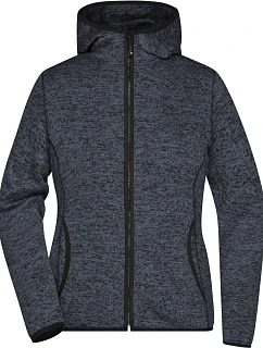 Daiber JN 588 Dámská pletená fleecová bunda s kapucí 02.0588 dark melange/black