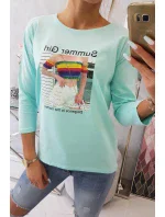 Halenka s potiskem Summer Girl v mátové barvě Halenka s potiskem Summer Girl v mátové barvě