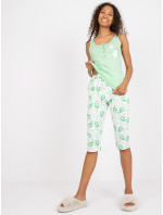Zelené dvoudílné bavlněné pyžamo s potiskem