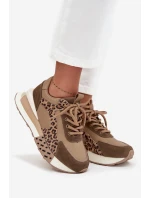 Dámské kožené tenisky na platformě s leopardím vzorem Artiker  – hnědé