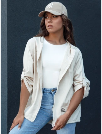 Dámská přechodná bunda s kapucí MANDIA light beige FashionStreet TY4479