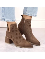 Semišové boty na podpatku Potocki W WOL213B hnědé