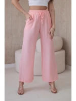 Viskózové kalhoty se širokými nohavicemi světle pudrově růžová Viskózové kalhoty se širokými nohavicemi světle pudrově růžová