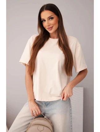 Dámská bavlněná basic halenka s krátkým rukávem béžová