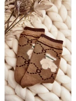 Teplé Bavlněné Ponožky S Medvídkem Hnědé Teplé Bavlněné Ponožky S Medvídkem Hnědé