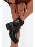 Dámské Botky Pracovní Se Zlatým Detalem Zateplené Černé Fiorena