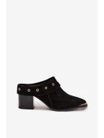 Semišové dámské kožené boty na podpatku D&A CR61-3059 Černé