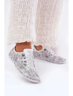 Dámské polobotky z přírodní kůže se vzorem Artiker – bílé