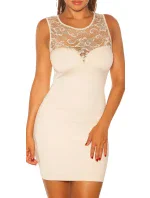 Dámské sexy mini šaty 0000STYLE7 Světle béžová - KouCla