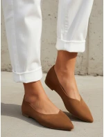 Dámské semišové špičaté baleríny hnědé FashionStreet ZY1349