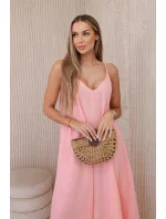 Mušelínové šaty na ramínka meruňka