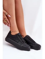 Ekologické Kožené Tenisky Dámské Na Platformě Big Star RR274299 Černé