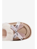 Dámské pantofle s kožešinou a mašlí Béžové Fenella