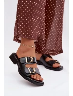 Dámské pantofle se zlatými sponami Černé Danelle