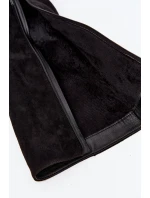 Dámské zateplené kozačky na sloupkovém podpatku se zlatou přezkou Seraphine – černé