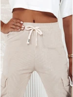 Dámské pruhované kalhoty CHICCORD beige FashionStreet UY2174