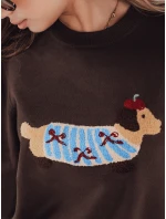 Dámský svetr CHICPAWS s aplikací hnědého psa FashionStreet MY2544