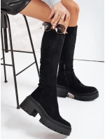 Dámské semišové kozačky na silné podrážce černé FashionStreet ZY1210