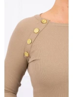 Šaty s ozdobnými knoflíky camel