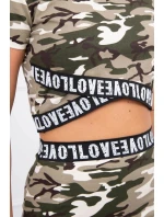 Souprava halenky se sukní moro khaki+ecru