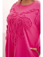 Dámská plus size šaty s bavlněnou výšivkou růžová Dámská plus size šaty s bavlněnou výšivkou růžová