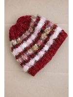 Dámská zimní čepice s barevnou přízí a elastickým stahováním K352 bordová