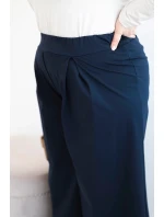 Dámské kalhoty Plus Size s širokými nohavicemi a plisováním granátové