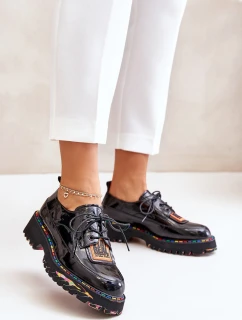 Lakované dámské polobotky na šněrování Artiker 55C0499 Černé