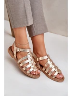 Kožené Sandály Na Plochém Podpatku Zazoo 3686 Zlaté