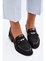 Dámské polobotky na podpatku s ozdobným detailem Černé Meliva