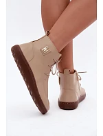 Dámské kožené barefoot polobotky s izolací Zazoo 3077 béžové