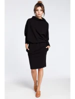 B032 Šaty s kimonovými rukávy - černé