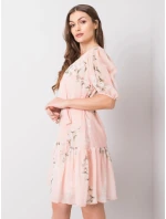 Dámské květované šaty LK SK 508129.06X Pudr růžová - Lakerta Dámské květované šaty LK SK 508129.06X Pudr růžová - Lakerta