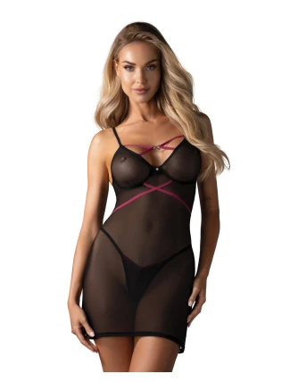 Dámská sexy košilka Novenes Chemise černá - Obsessive Dámská sexy košilka Novenes Chemise černá - Obsessive