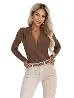 375-11 Stylové dámské body s překříženým výstřihem – barva mokka hnědá 375-11 Stylové dámské body s překříženým výstřihem – barva mokka hnědá