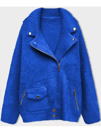 Krátká vlněná bunda typu "alpaka" v chrpové barvě (553)